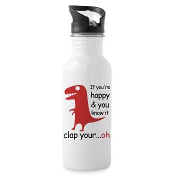 Si vous êtes heureux et que vous le savez | Le T-Rex - Gourde avec paille intégrée - blanc - Droite