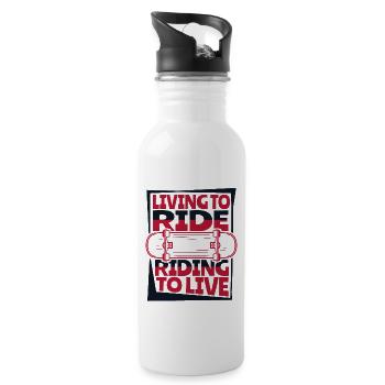 Living To Ride Riding To Live Skaterboy Skatepark - Trinkflasche mit integriertem Trinkhalm - Weiß - Rechts