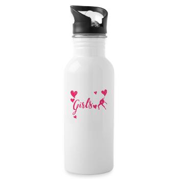Strong girl dance lover. Funny Dancing - Water bottle with straw - white - Right