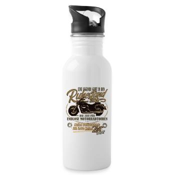 Legende, Rente, Ruhestand, Motorrad, Geschenk - Trinkflasche mit integriertem Trinkhalm - Weiß - Rechts