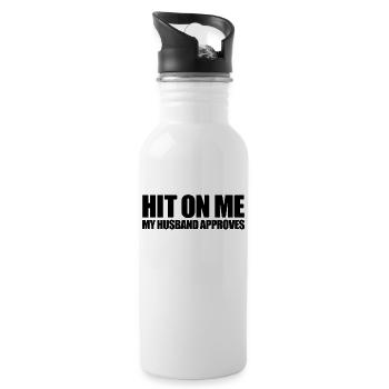 Schlagen Sie mich an, mein Mann stillt Swinger Hot - Trinkflasche mit integriertem Trinkhalm - Weiß - Rechts