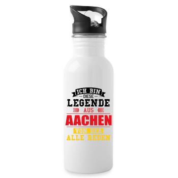 Stadt Aachen Deutschland Legende Spruch - Trinkflasche mit integriertem Trinkhalm - Weiß - Rechts
