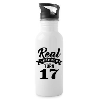 Echte Legenden werden 17, 17 Geburtstag - Trinkflasche mit integriertem Trinkhalm - Weiß - Rechts
