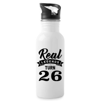 Real Legends Turn 26, 26 Birthday - Water bottle with straw - white - Right