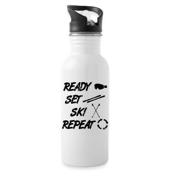 Funny skier saying - Water bottle with straw - white - Right