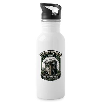 Composting Enthusiast Vermiculture Kompostierung - Water bottle with straw - white - Right