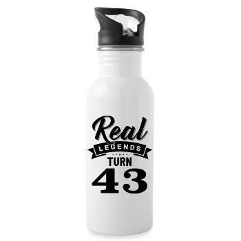 Echte Legenden werden 43, 43 Geburtstag - Trinkflasche mit integriertem Trinkhalm - Weiß - Rechts