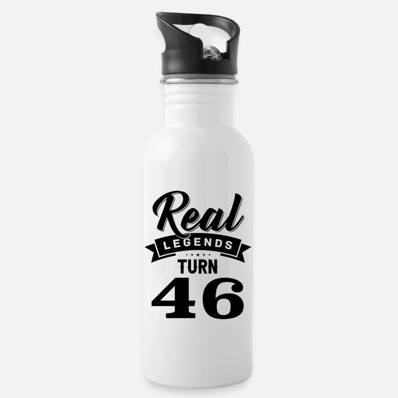 Echte Legenden werden 46, 46 Geburtstag - Trinkflasche mit integriertem Trinkhalm - Weiß