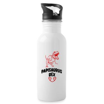 Papisaurus Rex Idée Cadeau Fête des Grands-Pères - Gourde avec paille intégrée - blanc - Droite