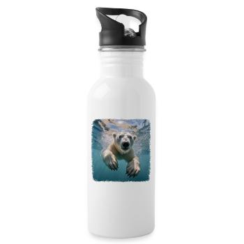 Polar Bear Realistic Polar Bear - Water bottle with straw - white - Right