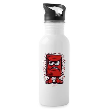 Chaussette drôle de dessin animé rouge en colère - Gourde avec paille intégrée - blanc - Droite