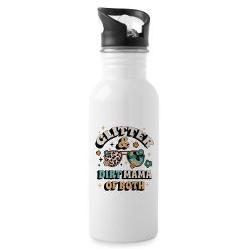 Chic Messy Mom Vibes - Water bottle with straw - white - Right