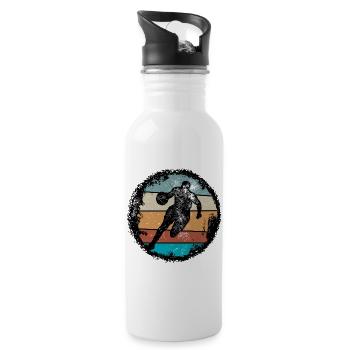 Retro Court Silhouette - Trinkflasche mit integriertem Trinkhalm - Weiß - Rechts