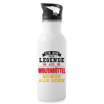Stadt Wolfenbüttel Deutschland Legende Spruch - Trinkflasche mit integriertem Trinkhalm - Weiß - Rechts