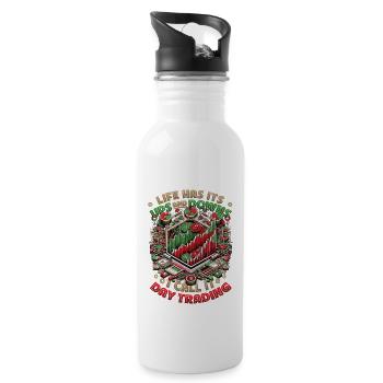 Stock Market Trading Chart - Funny Day Trader - Water bottle with straw - white - Right