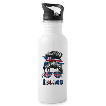 Insel Island Flagge Mädchen Isländische Mädchen Kinder - Trinkflasche mit integriertem Trinkhalm - Weiß - Rechts