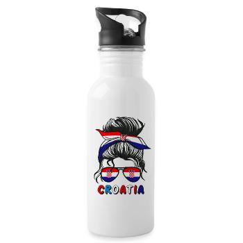 Hrvatska Croatie Flag Girls Croate Fille Maman - Gourde avec paille intégrée - blanc - Droite