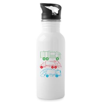 Müllwagen Liebe Müllabfuhr Kind Junge I Geschenk - Trinkflasche mit integriertem Trinkhalm - Weiß - Rechts