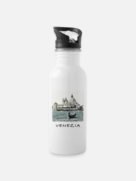 Venezia - Trinkflasche mit integriertem Trinkhalm - Weiß