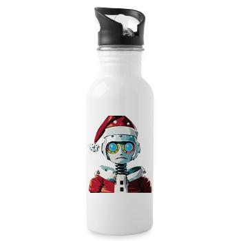 Robot dressed as Santa Claus - Water bottle with straw - white - Right
