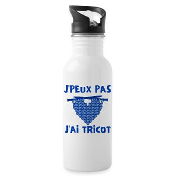 tricot, tricoter, laine - Gourde avec paille intégrée - blanc - Droite