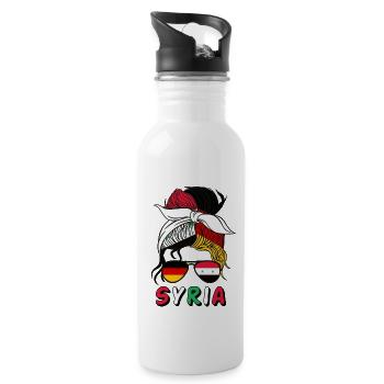 Moitié Allemand Moitié Fille Syrienne Allemagne Syrie - Gourde avec paille intégrée - blanc - Droite