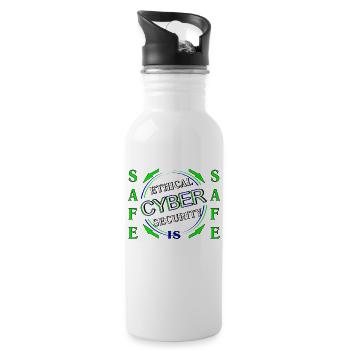 Ethical Cyber Security SAFE - Trinkflasche mit integriertem Trinkhalm - Weiß - Rechts