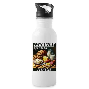 LANDWIRT DAMIT ES DIR SCHMECKT - Trinkflasche mit integriertem Trinkhalm - Weiß - Rechts