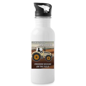 TRACTOR DRIVER FREEDOM BEGINS ON THE FIELD - Trinkflasche mit integriertem Trinkhalm - Weiß - Rechts