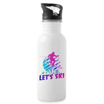 Let's Ski, 80er Retro, Apres Ski, Wintersport, Ski - Trinkflasche mit integriertem Trinkhalm - Weiß - Rechts