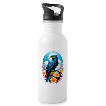 Adler - Wappen der USA - Trinkflasche mit integriertem Trinkhalm - Weiß - Rechts