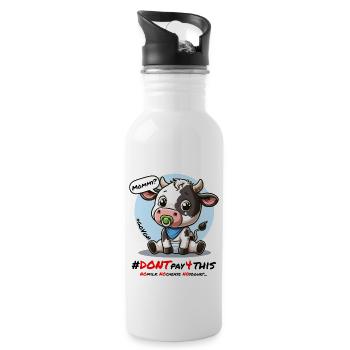 Süße traurige Kuh Schwarz - Dont Pay for This - Trinkflasche mit integriertem Trinkhalm - Weiß - Rechts