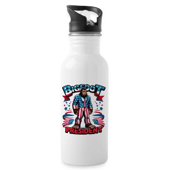 Bigfoot-Präsidentschaftskandidat - Amerikanische Flagge der USA - Trinkflasche mit integriertem Trinkhalm - Weiß - Rechts