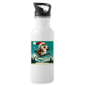 Marmotte Ski Affiche Vintage - Gourde avec paille intégrée - blanc - Droite