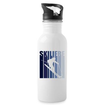 Ski Skiliebe Skifahrer Skifahrerin Wintersport Fun - Trinkflasche mit integriertem Trinkhalm - Weiß - Rechts