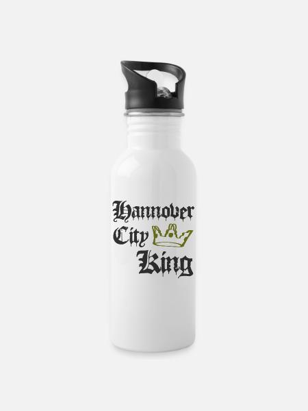 Hannover City King - Trinkflasche mit integriertem Trinkhalm - Weiß