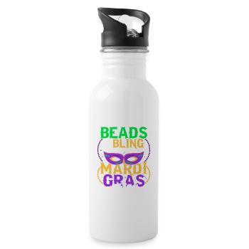 Beads & Bling It's A Mardi Gras Thing Carnival Par - Trinkflasche mit integriertem Trinkhalm - Weiß - Rechts