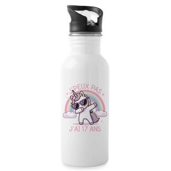 J'Peux Pas J'ai 17 ans Cadeau Anniversaire Licorne - Gourde avec paille intégrée - blanc - Droite