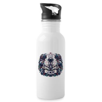 Sternzeichen Zwilling - Trinkflasche mit integriertem Trinkhalm - Weiß - Rechts