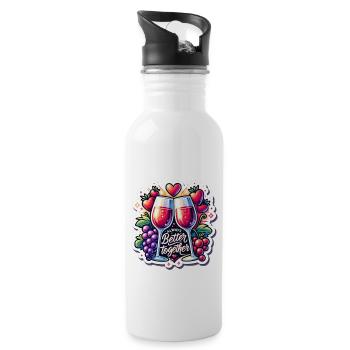 Always Better Together - Trinkflasche mit integriertem Trinkhalm - Weiß - Rechts