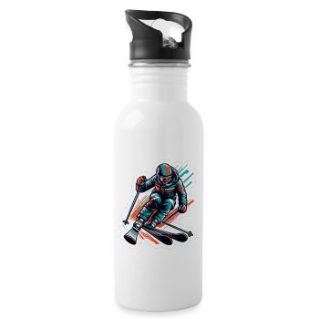 Skifahrer - Trinkflasche mit integriertem Trinkhalm - Weiß - Rechts