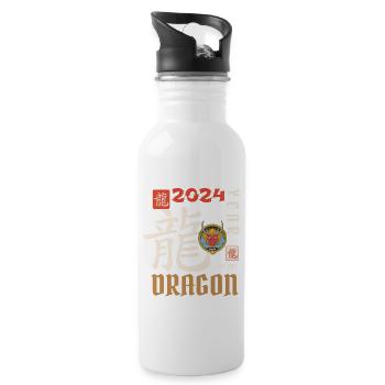 Nouvel An chinois Année du Dragon 2024 - Gourde avec paille intégrée - blanc - Droite