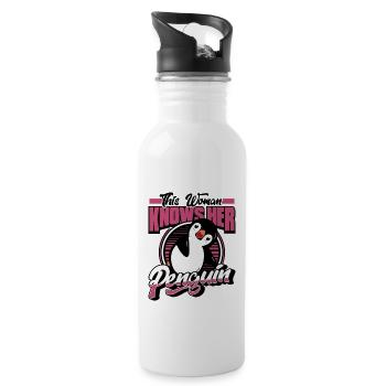 This Woman Knows Her Penguin Seevogel - Trinkflasche mit integriertem Trinkhalm - Weiß - Rechts