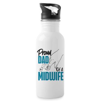Nurse Midwife Birth Worker Dad - Water bottle with straw - white - Right