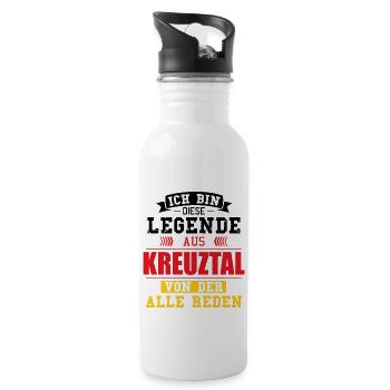 Stadt Kreuztal Deutschland Legende Spruch - Trinkflasche mit integriertem Trinkhalm - Weiß - Rechts