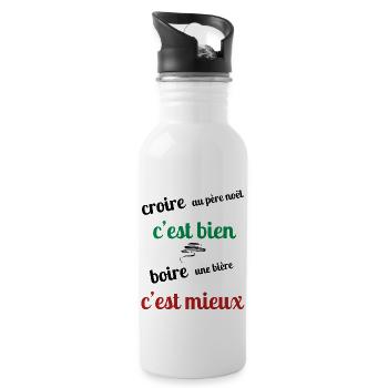 cadeau homme, femme, humour, t-shirt humoristique - Gourde avec paille intégrée - blanc - Droite