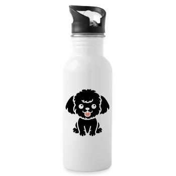 Humour chien petit caniche - Gourde avec paille intégrée - blanc - Droite