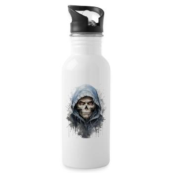 Tete de mort pour un look grunge - Gourde avec paille intégrée - blanc - Droite