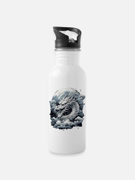 Moonlight Myth Dragon - Water bottle with straw - white