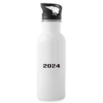 Pension 2024 Pensionärin 2024 Rente 2024 - Trinkflasche mit integriertem Trinkhalm - Weiß - Rechts
